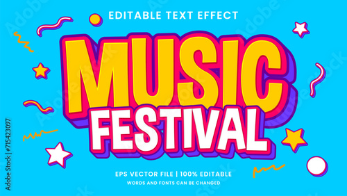 Music festival text effect. Retro vintage editable text effect style photo