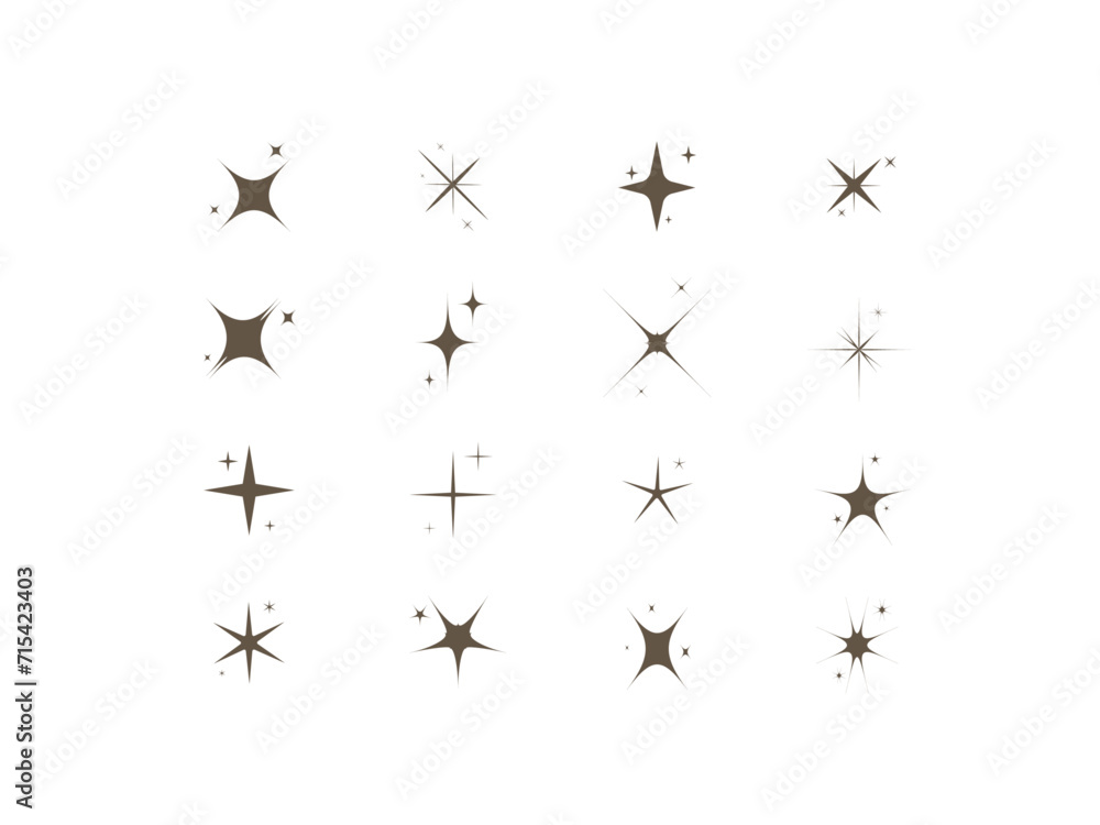 vector flat sparkling star collection 
