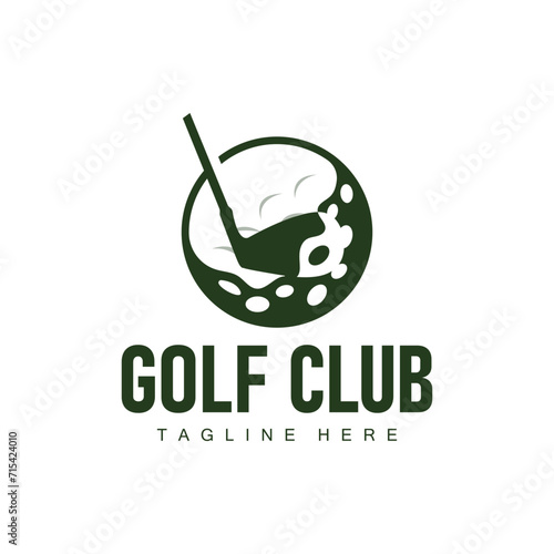 Golf club logo design and outdoor sport vector golf stick and ball template illustration