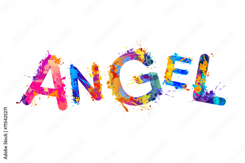 Angel. Word of splash paint Angel. Word of splash paint