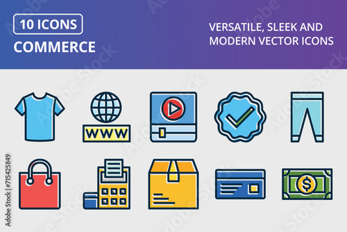 E-Commerce Thick Line Filled Dark Colors Icons Set
