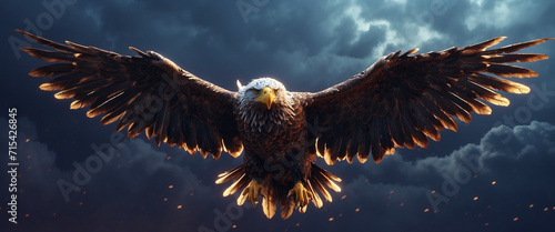 Obraz na płótnie A majestic eagle flying in the stormy sky