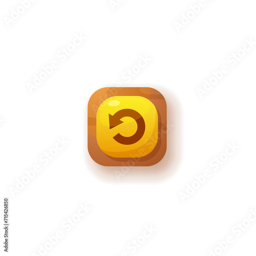 Undo back or Return button for game menu and mobile app, vector isolated.