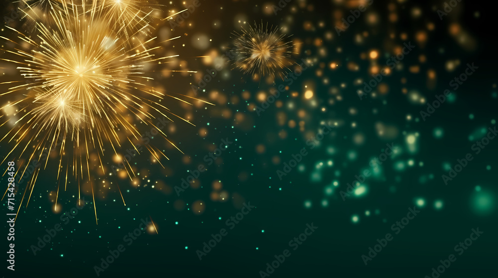 Obraz premium Beautiful creative holiday background with fireworks and sparkles