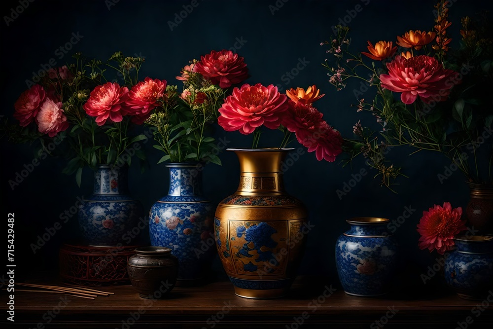 still life with flowers and vase still life with flowers and vase