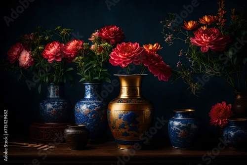 Wallpaper Mural still life with flowers and vase Torontodigital.ca