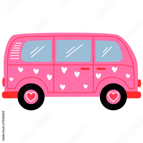 mini pink van with heart texture