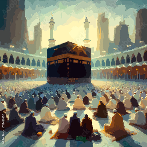 kaaba watercolor painting