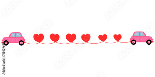 mini pink car connecting with heart