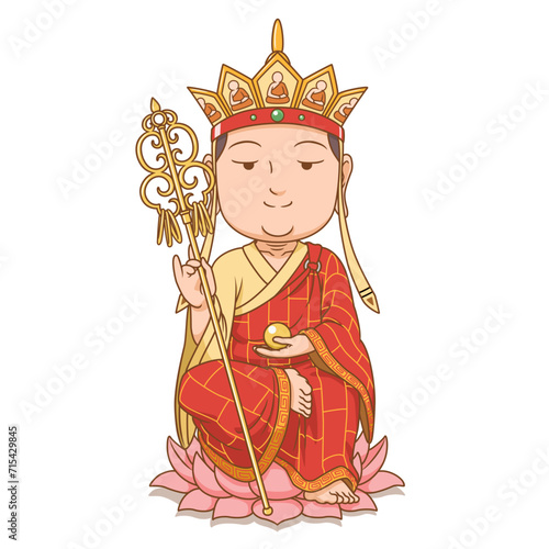 Cartoon character of Ksitigarbha, The bodhisattva of the earth.