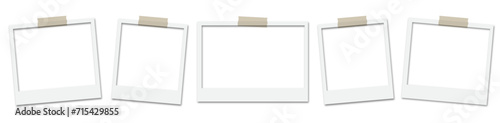 Photo frame collection. Realistic Polaroid photo frame mockup set. White paper border with shadow.