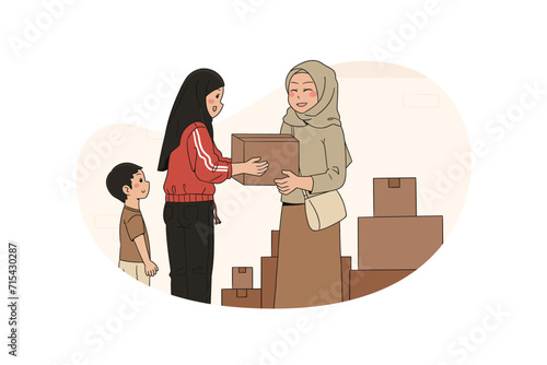 Muslim Giving Zakat Illustration