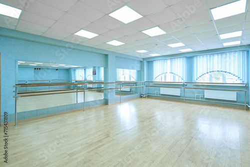 A room with mirrors for ballet dance classes
