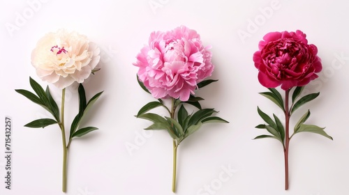 Set of beautiful peony flowers on white background © Media Srock
