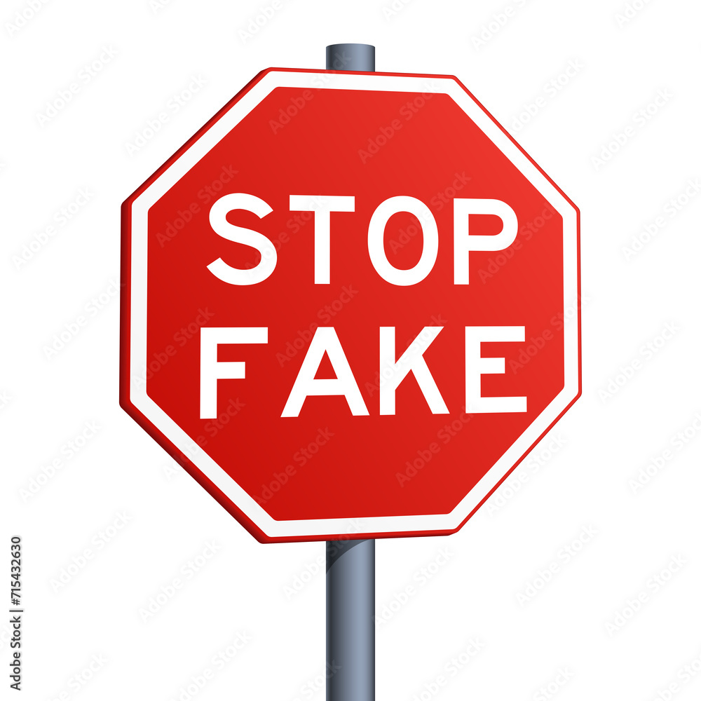 Stop Fake red road sign isolated on white background. Pop art style hand drawn color raster illustration. Stop Fake red road sign isolated on white background. Pop art style hand drawn color raster illustration.