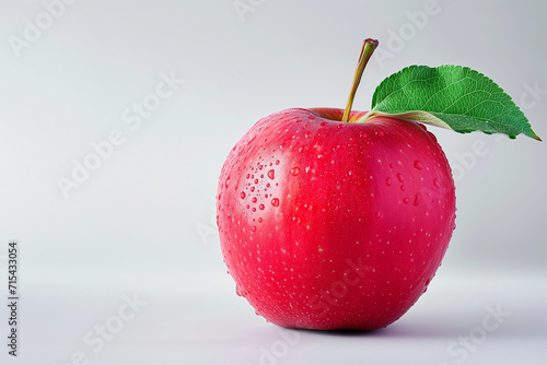 red apple with water drops