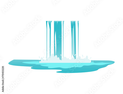 Blue high waterfall flat style, vector illustration isolated on white