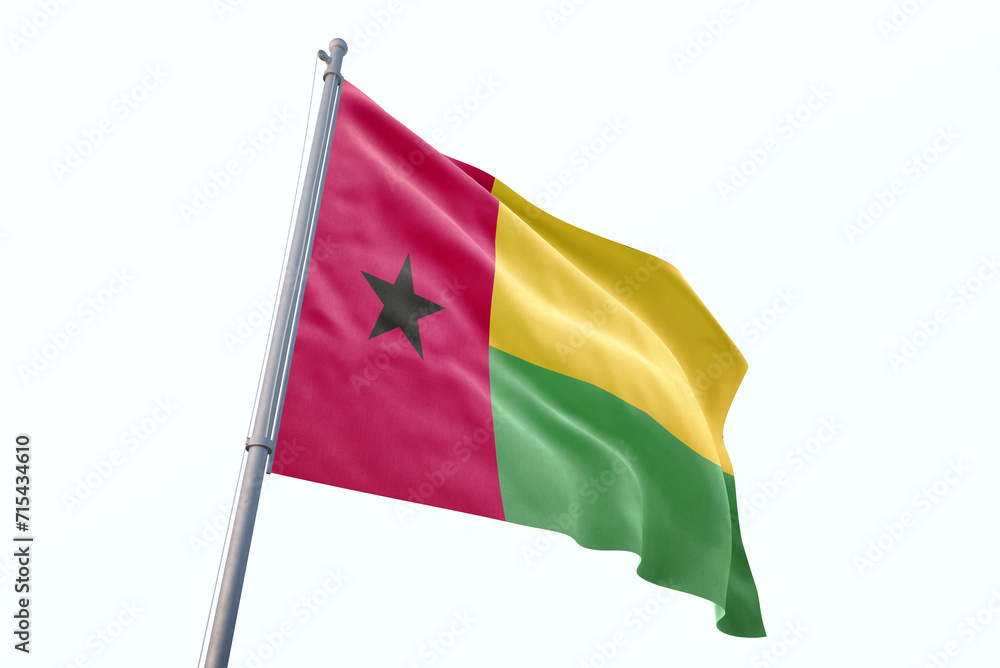 Guinea-Bissau flag waving isolated on white background Guinea-Bissau flag waving isolated on white background