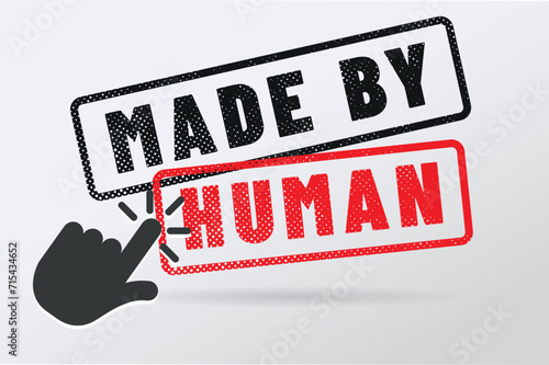 tampon ou label  "made by human" "human made"