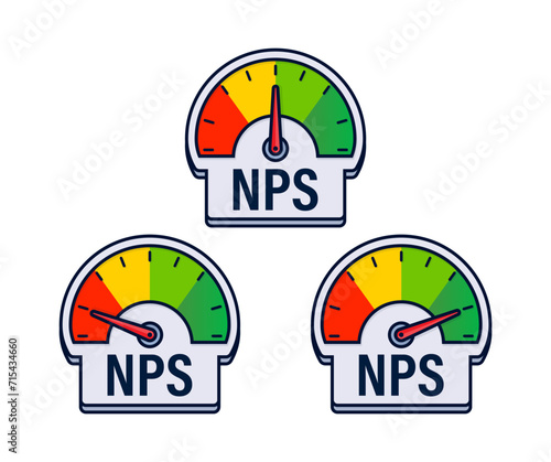 Net Promoter Score NPS Feedback Gauges Vector Illustration with Customer Loyalty Indicators