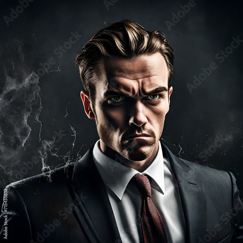 illustration of an angry business man in a suit