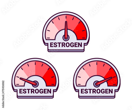 Estrogen Hormone Level Meters Vector Illustration with Color Gradient for Women s Health Monitoring