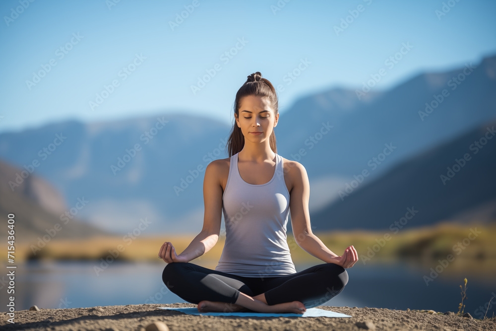Young pretty brunette girl doing yoga Young pretty brunette girl doing yoga