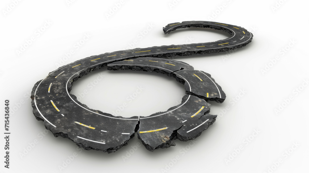 Road repair concept. Road in form of infinity sign with different road conditions on a white background. Road repair concept. Road in form of infinity sign with different road conditions on a white background.