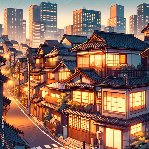 A stunning Japanese Tokyo's Evening Charm A Cozy Street Scene in an Anime