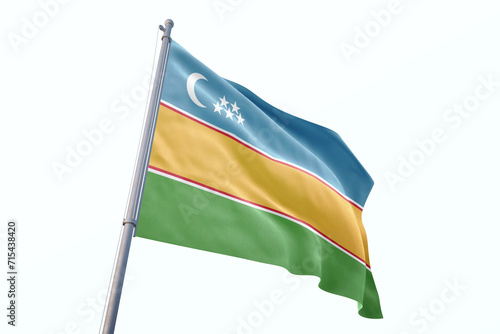 Karakalpakstan flag waving isolated on white background photo