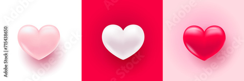 Background with heart. Delicate bright with 3D volumetric hearts. Texture for banner and postcard. Suitable for Valentine's Day and Mother's Day.