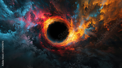 Abstract and colorful black hole background with gravitational lensing effect photo