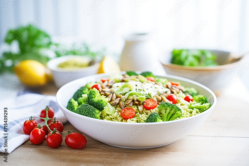 vegan broccoli rice salad with cherry tomatoes vegan broccoli rice salad with cherry tomatoes