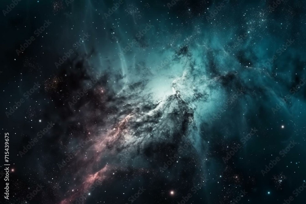 A mesmerizing deep space view with beautiful stars, nebula, and galaxies. Generative AI
