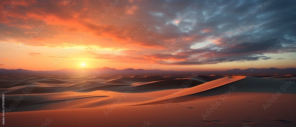 Dune beach panorama at sunset photography