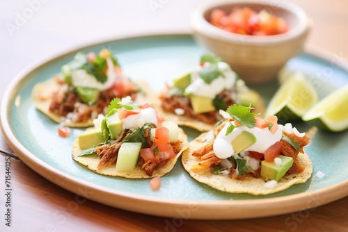 chalupas with avocado slices and sour cream