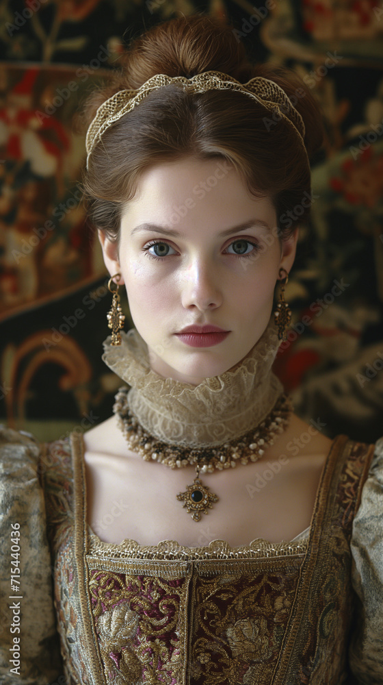 Victorian era. Vintage portrait of a beautiful aristocratic fashion woman