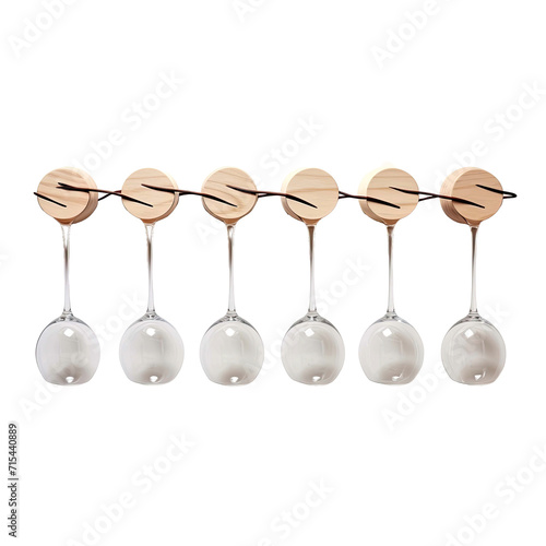 Minimalist Wooden Wine Glass Hanger on a transparent background