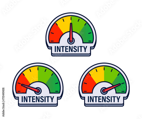 Intensity Level Gauges Vector Illustration for Performance, Workout, or Emotional State Monitoring