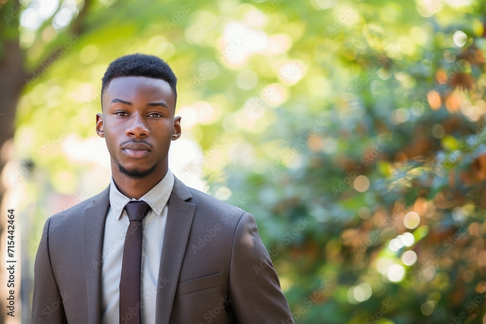 An attractive young black man in business attire outdoors. An attractive young black man in business attire outdoors.