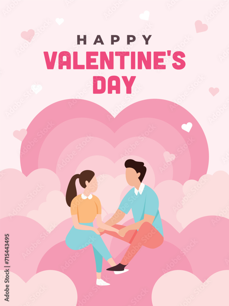 Romantic Couple Love in The Air Valentine Illustration Romantic Couple Love in The Air Valentine Illustration