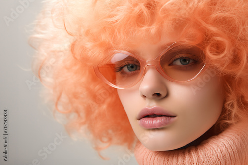 modern young woman in Peach fuzz color sport actitude