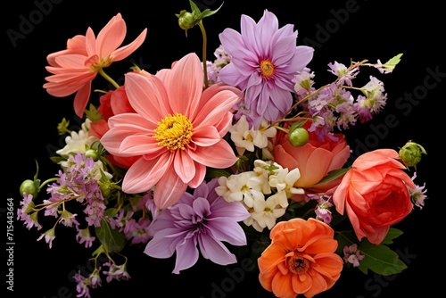 Flower arrangement or bouquet colorful spring flowers isolated on transparent background