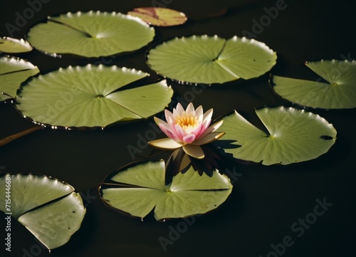 floating water lily on the night river