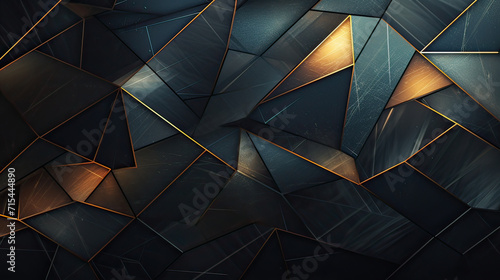 Abstract background with metallic foiling effects  incorporating a mosaic of patterns and shapes to produce a visually rich and luxurious composition Ai Generative