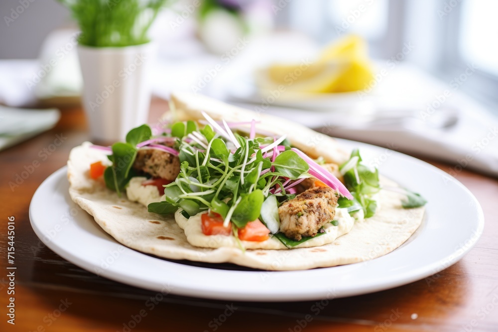 stuffed pita pocket with falafel and creamy tahini stuffed pita pocket with falafel and creamy tahini