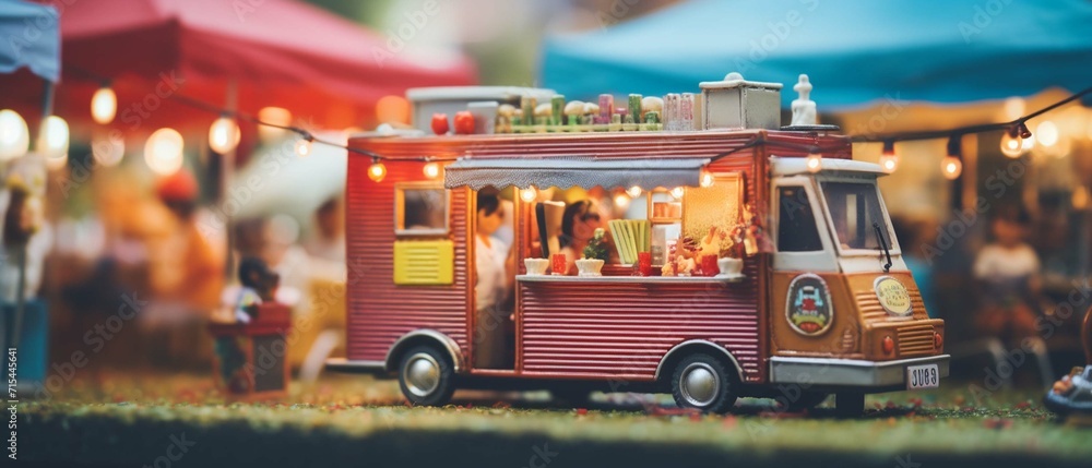 
food truck in city festival , selective focus photography