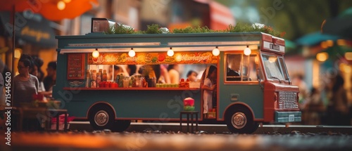  food truck in city festival , selective focus photography