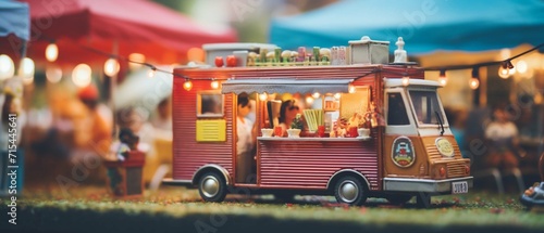  food truck in city festival , selective focus photography