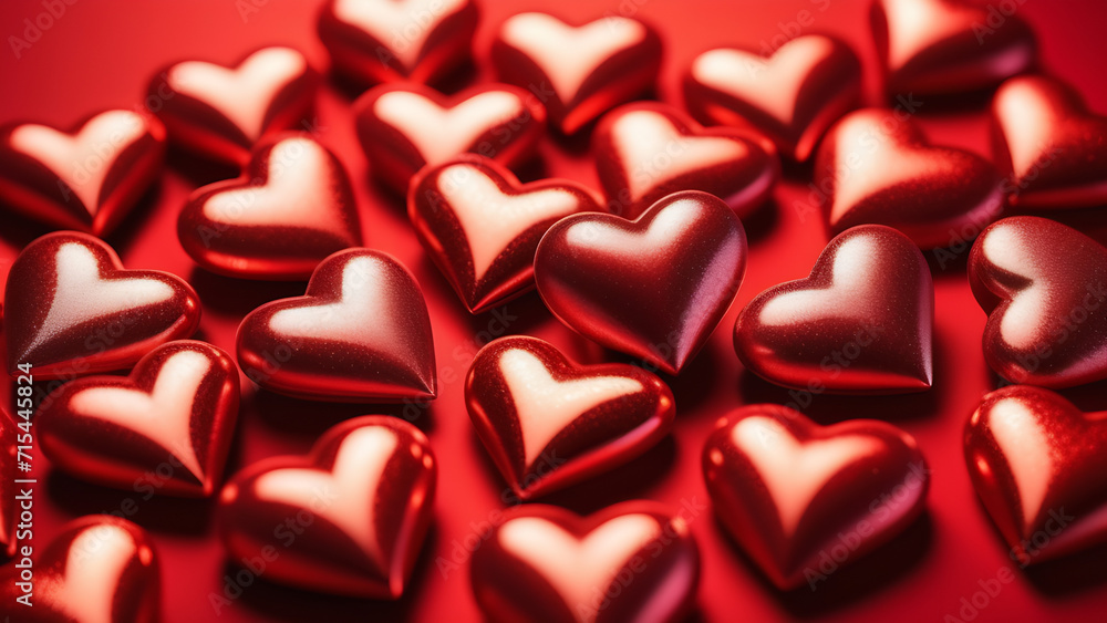 Many red hearts on red background, background of hearts, Happy Valentine`s Day Many red hearts on red background, background of hearts, Happy Valentine`s Day